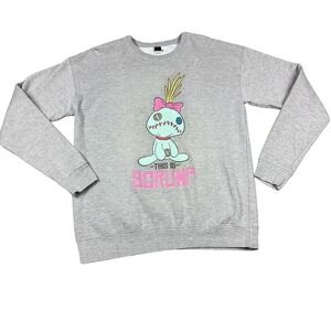 Disney Scrump Sweatshirt Women Medium Gray Good Lilo & Stitch Graphic Pullover